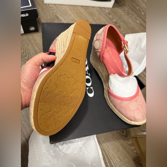 NIB - COACH Raine Espadrille In Signature Jacquard Sandal - size 5 US Pink - Picture 11 of 16